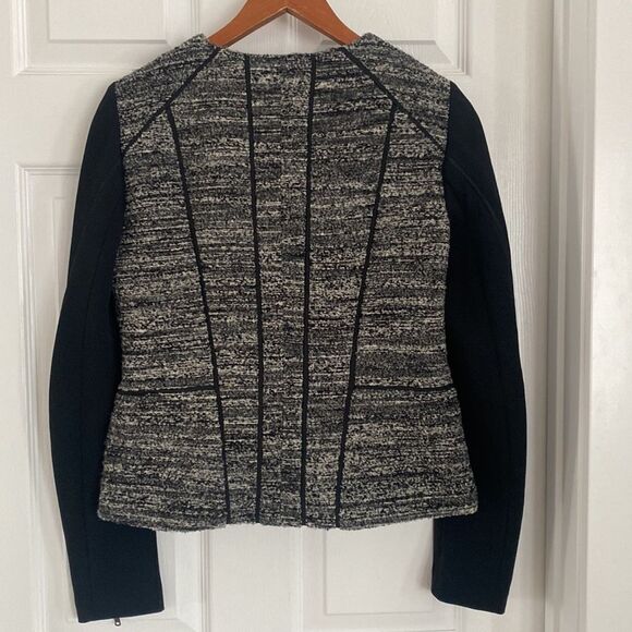 Ann Taylor Chic Black/Gray Wool Blend Tweed Jacket Blazer Career Women’s Size 6 - Picture 2 of 14